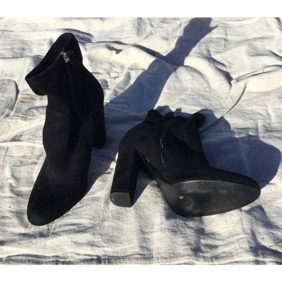 Steve Madden womens booties size 8M 8 sock boots black heels Edit textile vegan - Picture 1 of 10